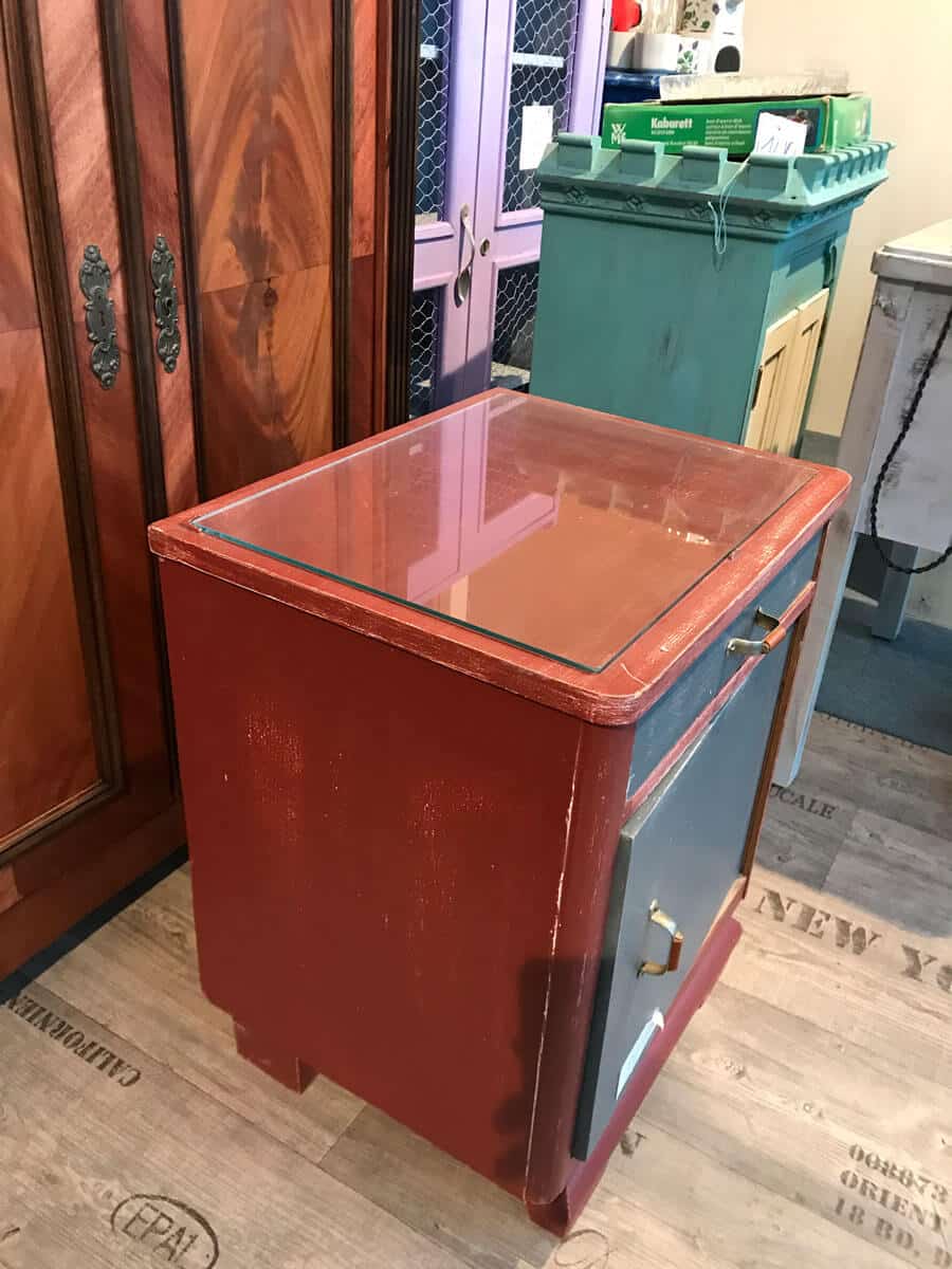 Liebevoll restaurierter kleiner Schrank in Braun / Blau – Bild 6